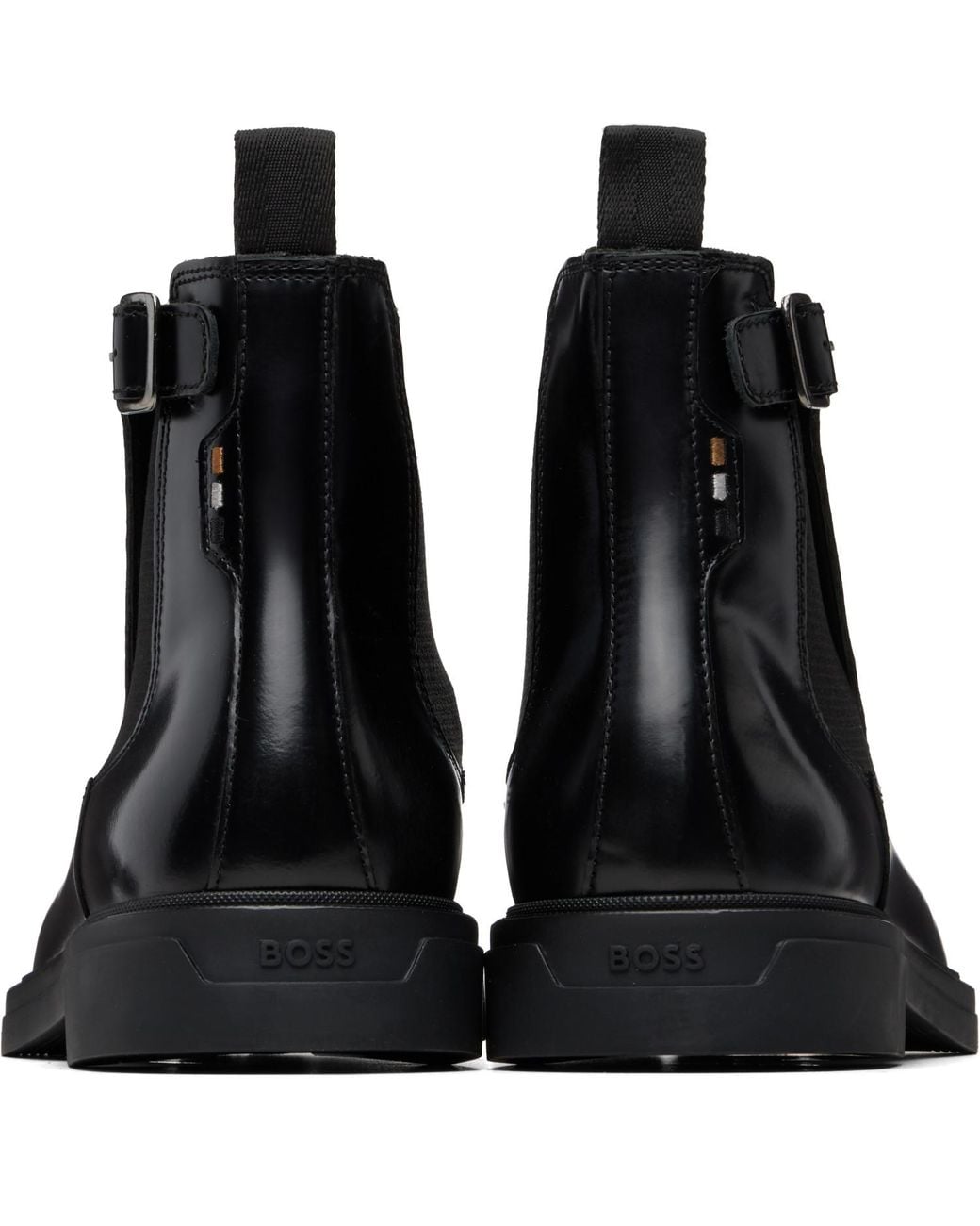 BOSS Buckle Leather Chelsea Boots in Black for Men | Lyst