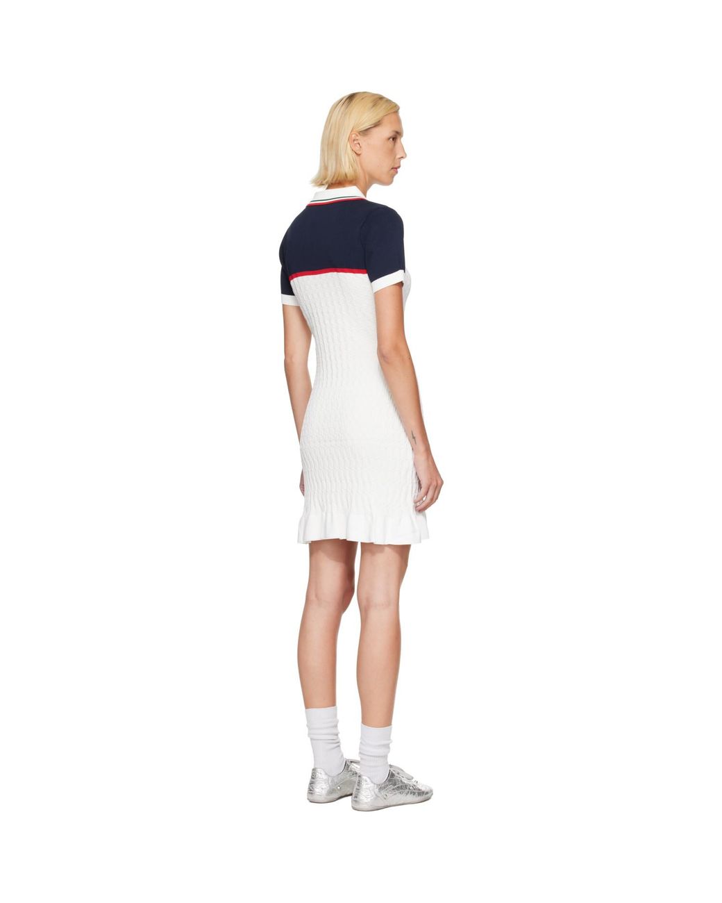Casablanca White Off- Knit Tennis Polo Minidress
