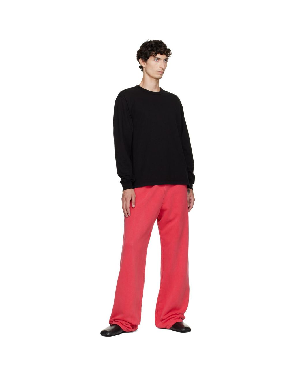Les Tien Red Heavyweight Puddle Sweatpants for men