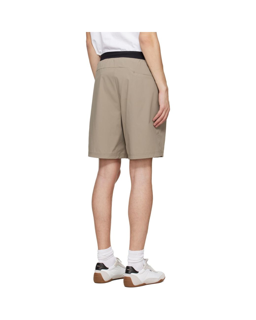 Boss Natural Taupe Water-Repellent Micro-Waffle Shorts for men