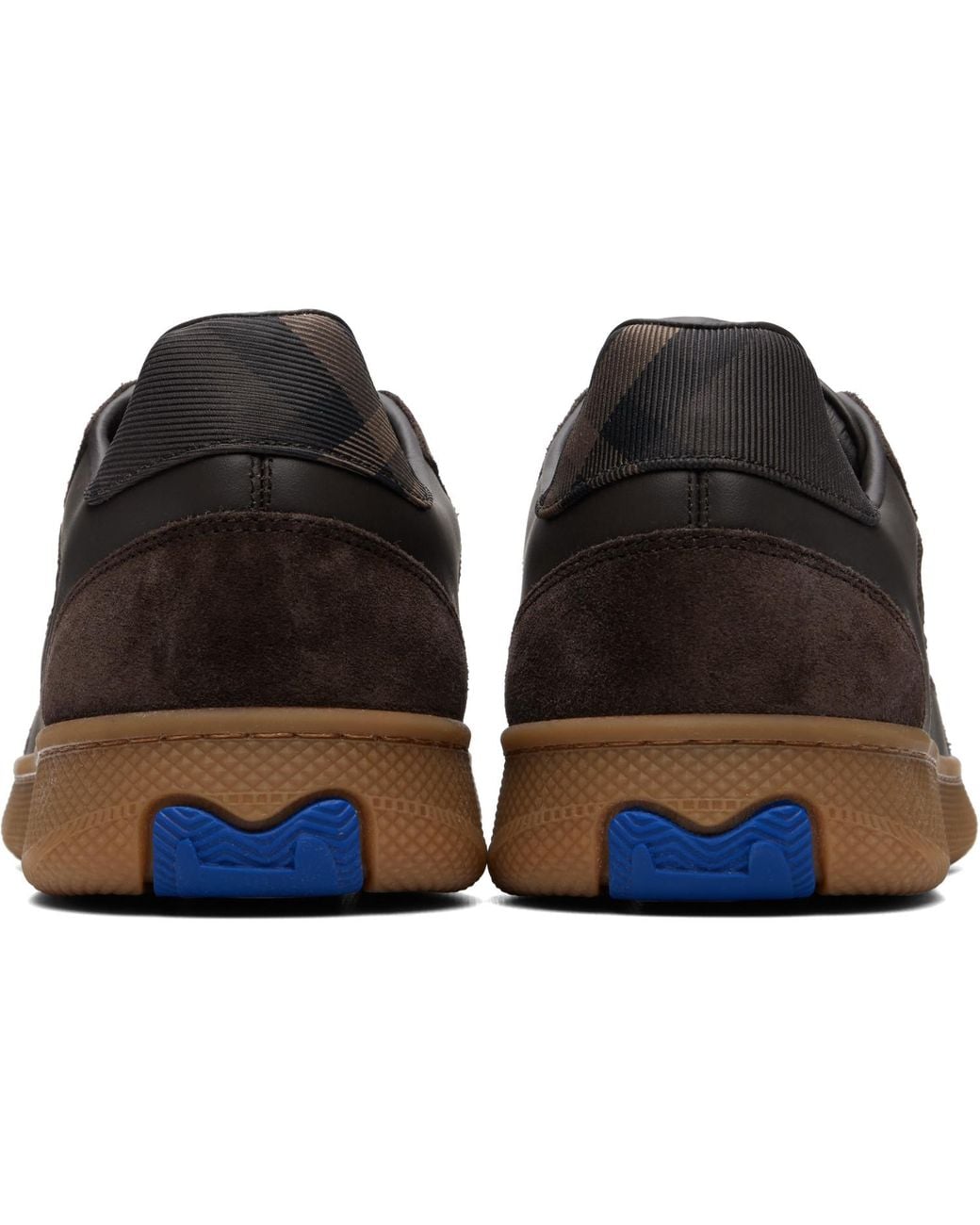 Burberry Brown Leather Suede & Check Terrace Sneakers for men