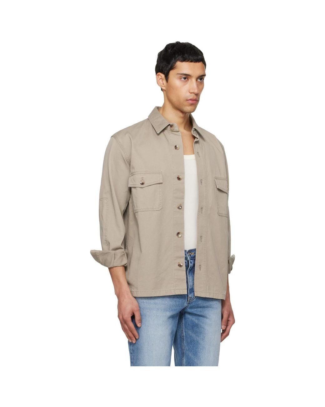 TONYWACK Black Washed Cotton Twill Overshirt for men