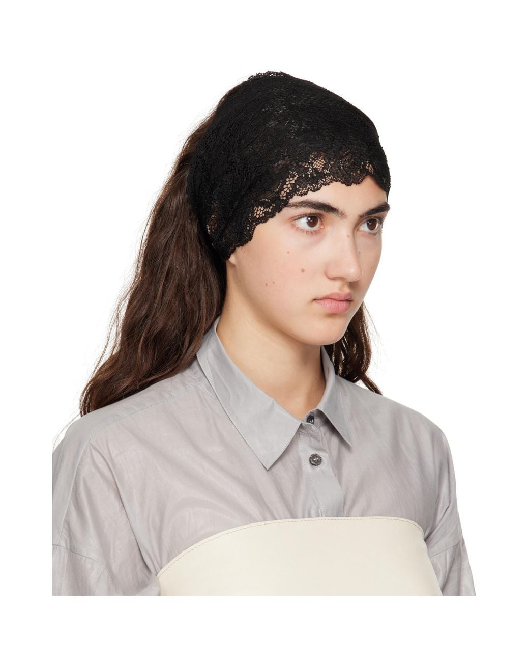 MERRMA Gray Ssense Exclusive Lace Bandeau Headband