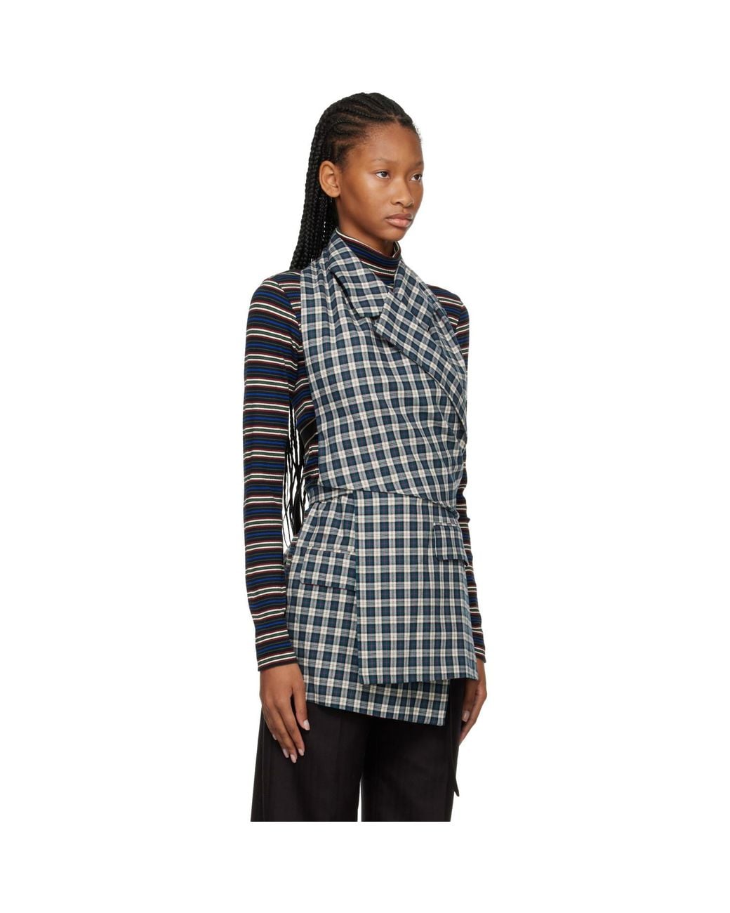 Dries Van Noten Black Off- & Backless Cotton Flannel Top