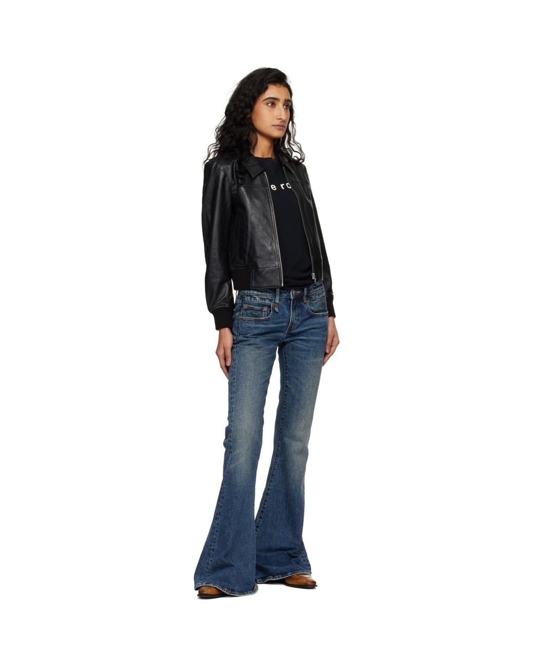R13 Blue Overflow Boy Flare Stretch Jeans