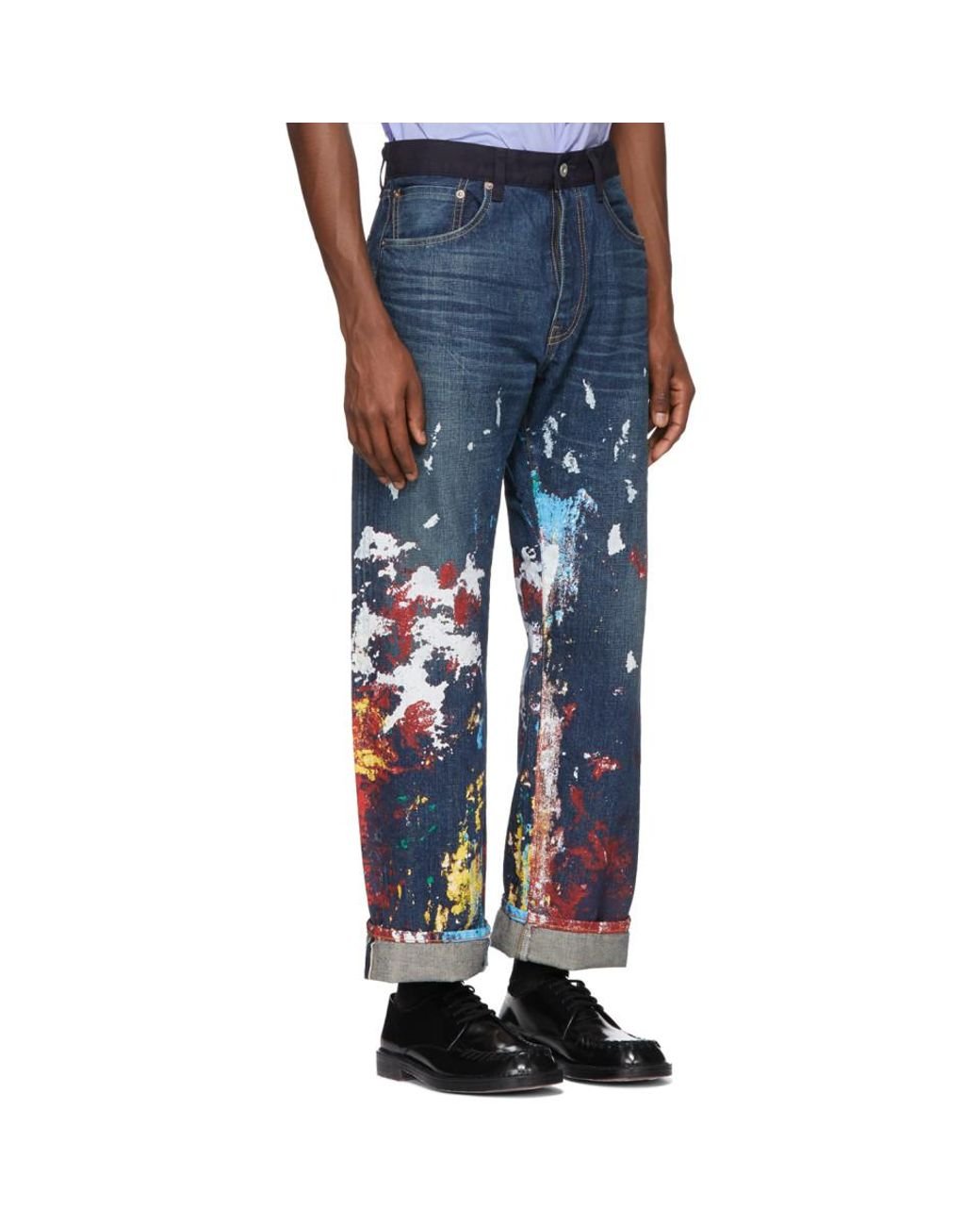 Junya Watanabe Indigo Levis Edition Paint Jeans in Blue for Men | Lyst