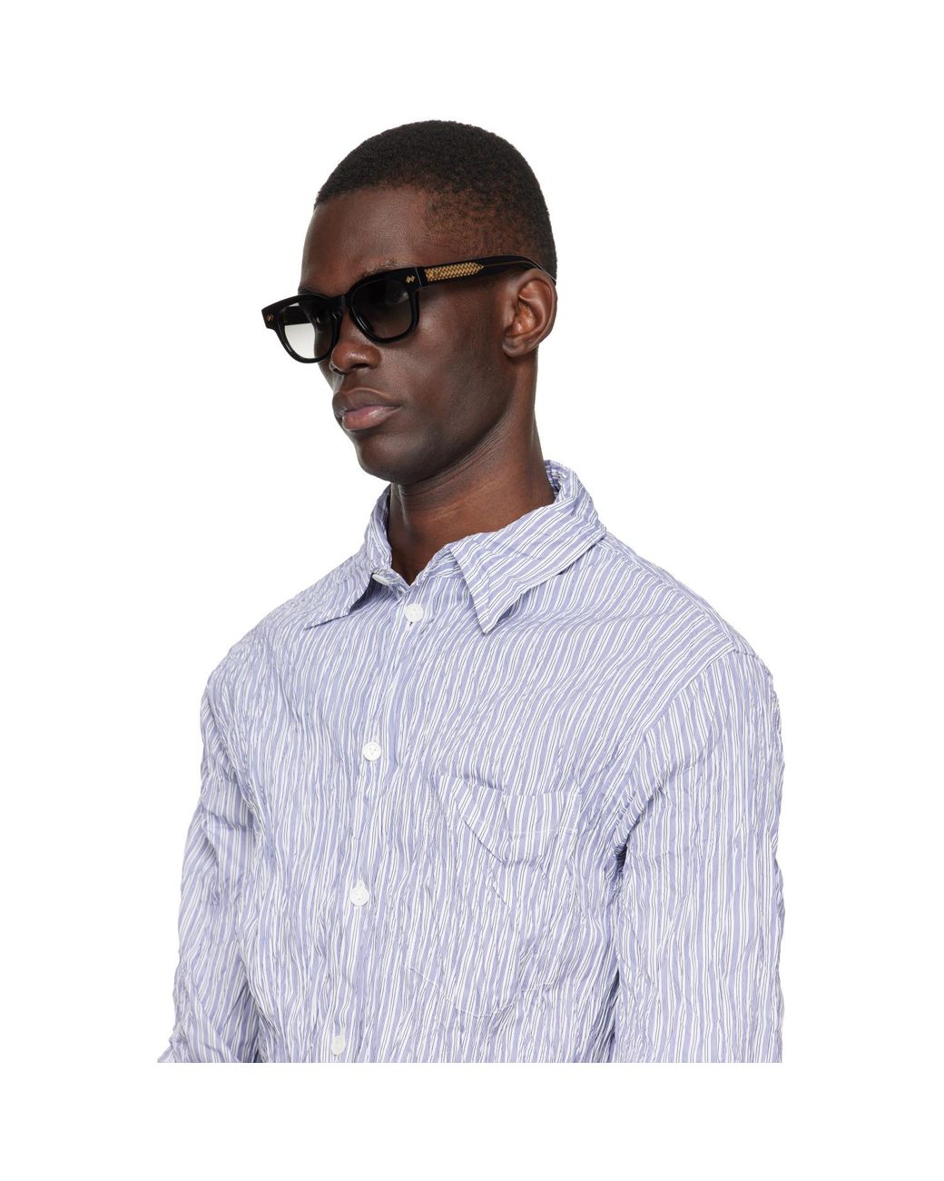 Bottega Veneta Black Intrecciato Panthos Sunglasses for men