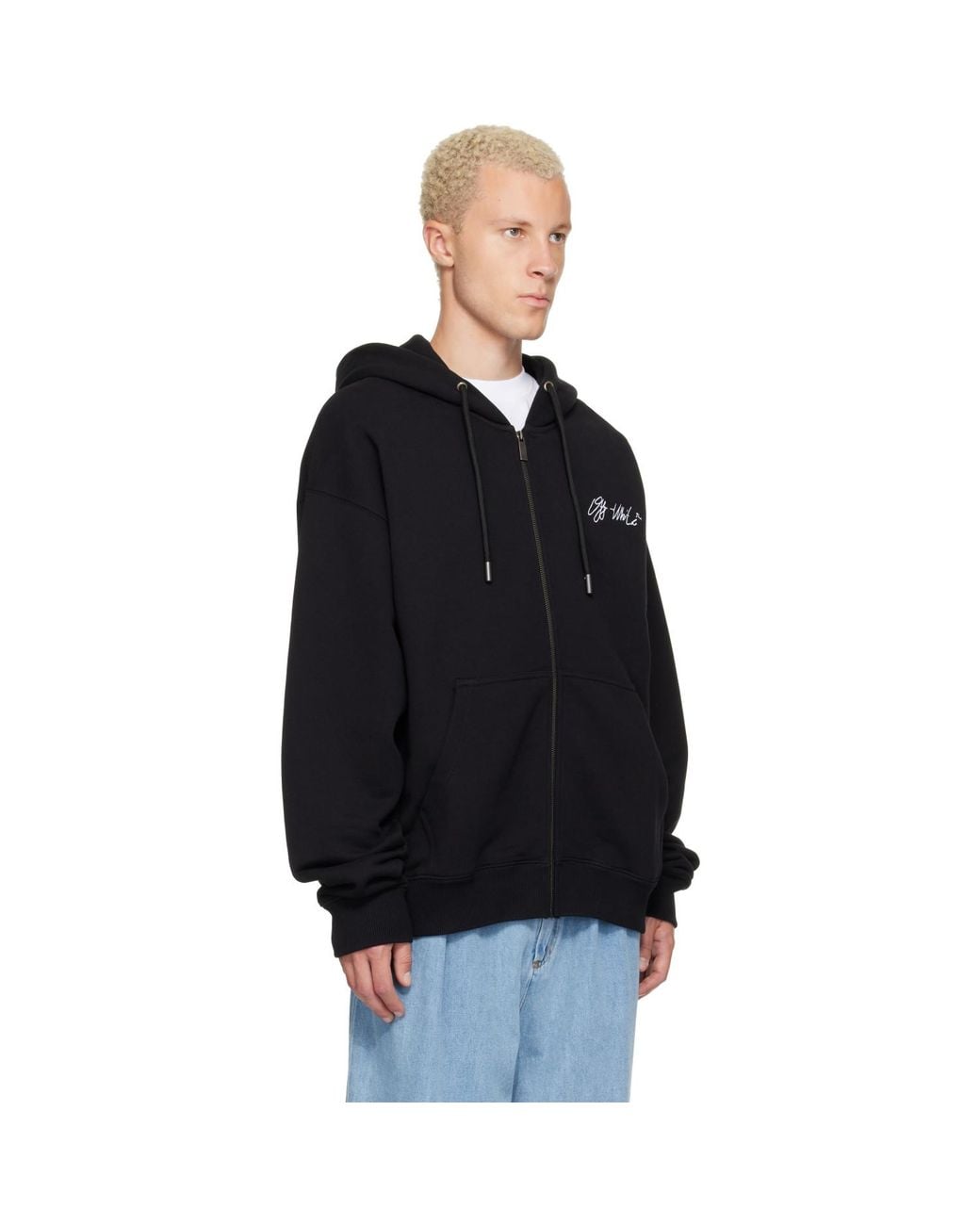 Off-White c/o Virgil Abloh Black Mercy Scribble Skate Zip Hoodie for men