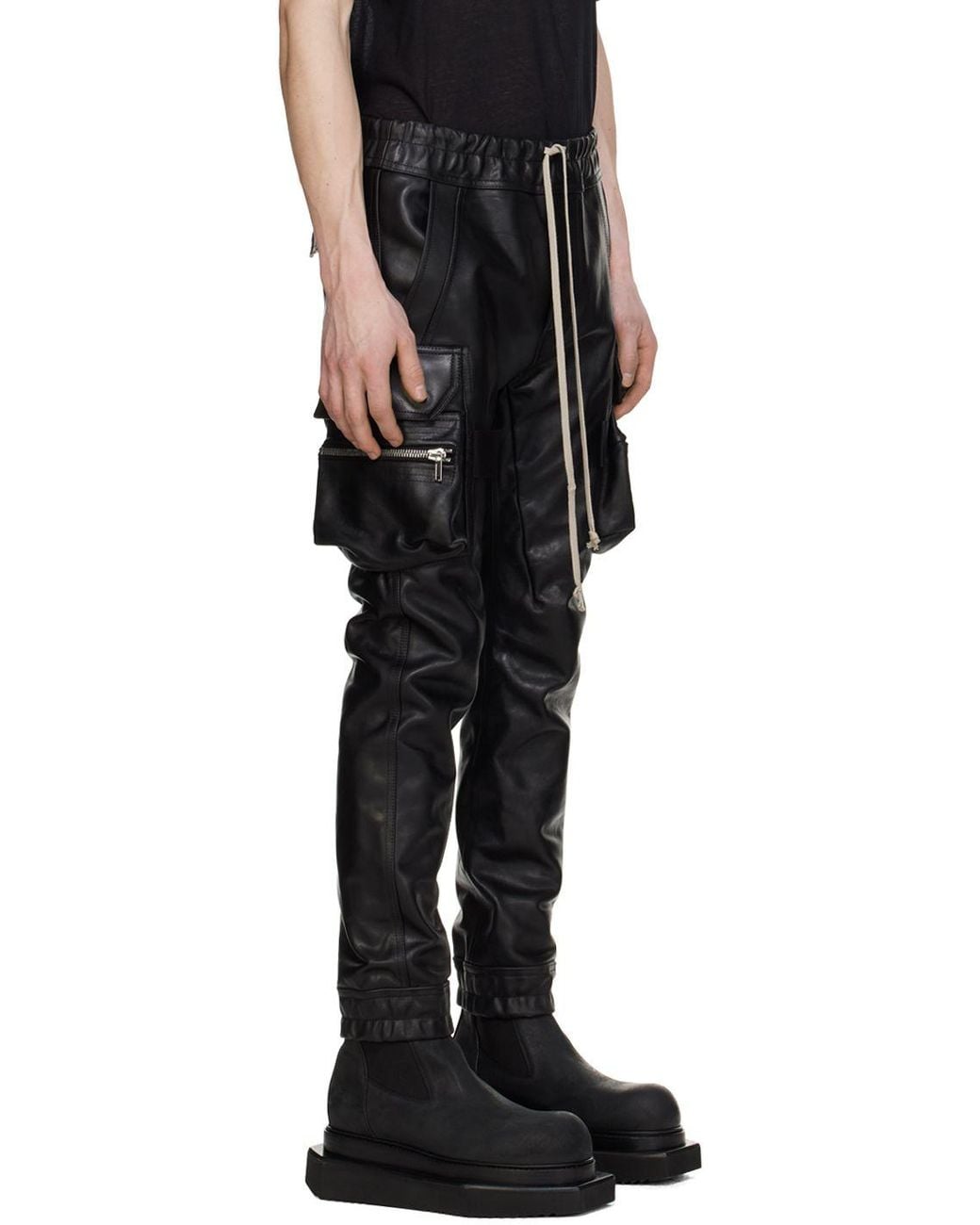 Rick Owens Black Mastodon Leather Pants for Men | Lyst