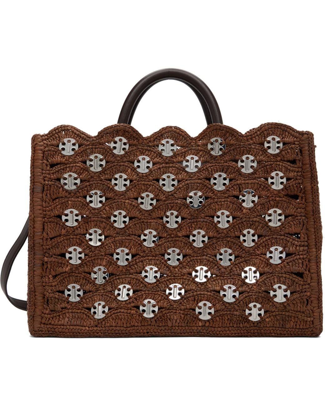 Rabanne Brown Large Signature Signature 1969 Discs Tote
