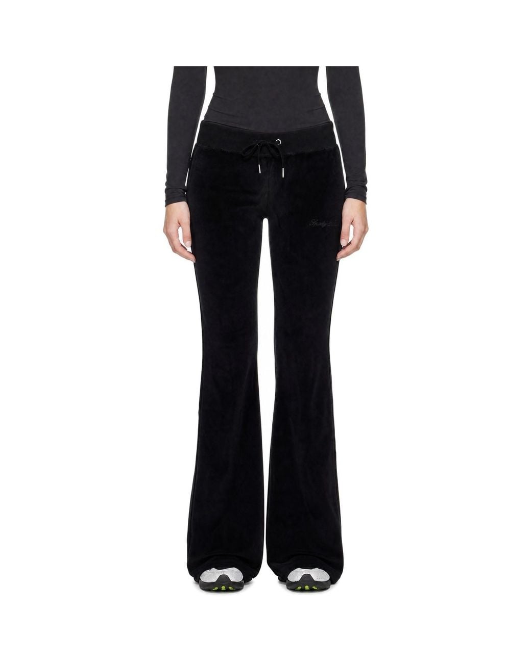 Sporty & Rich Black Signature Logo Krystal Sweatpants