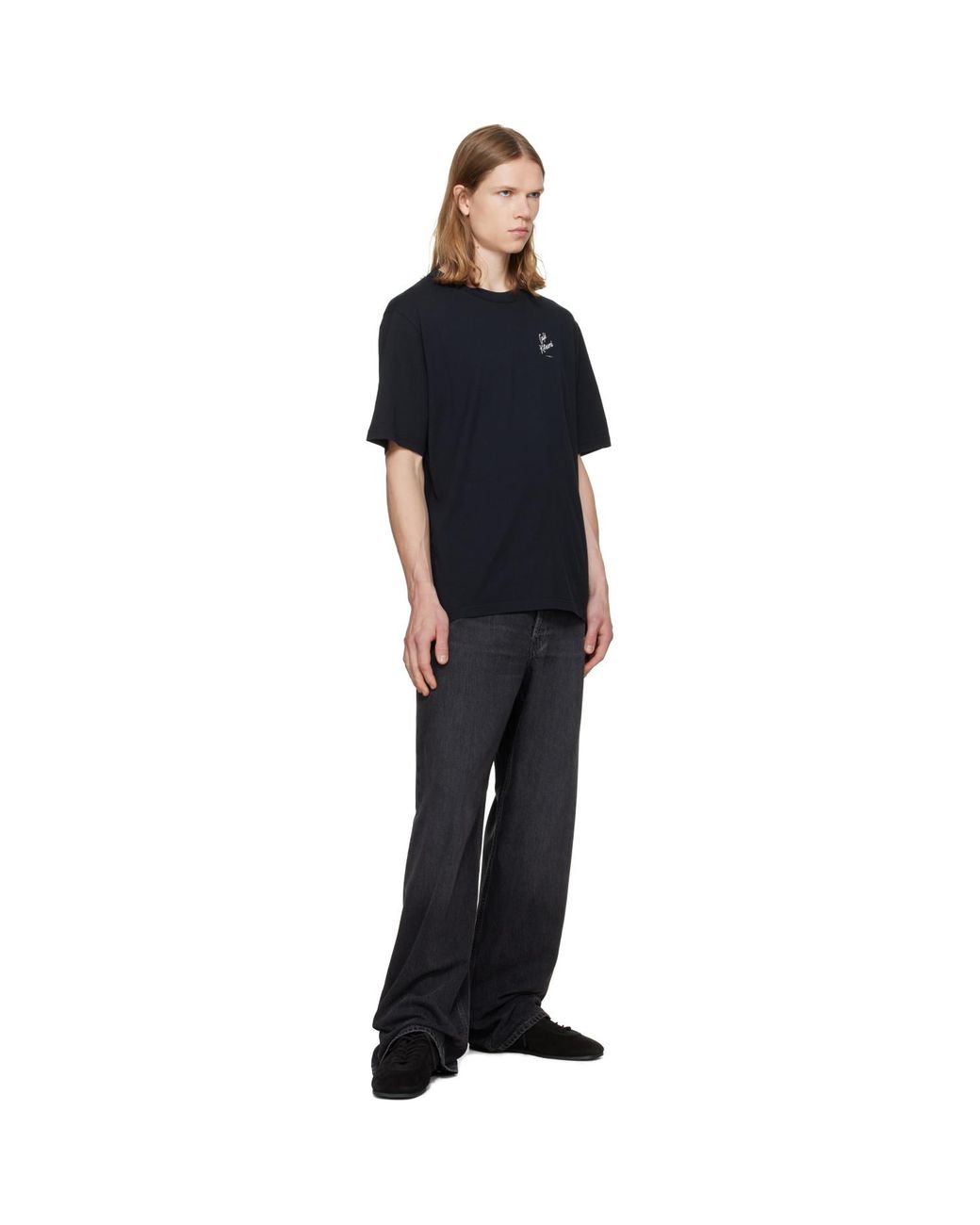 Maison Kitsuné Black 'Café Kitsuné' Relax T-Shirt for men