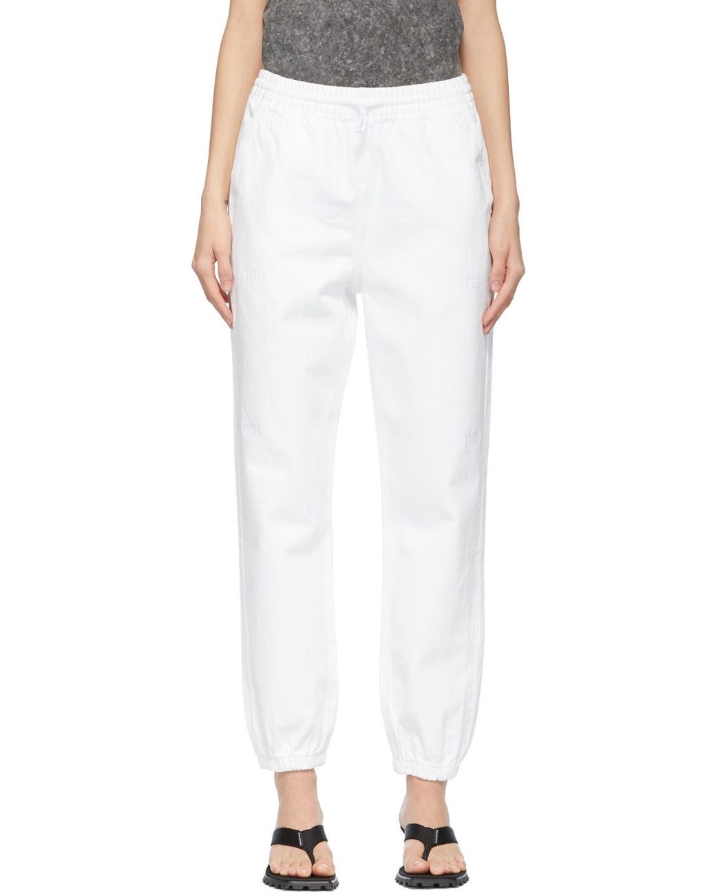 Alexander Wang Denim Embroidered Logo Jogger Jeans in White - Lyst