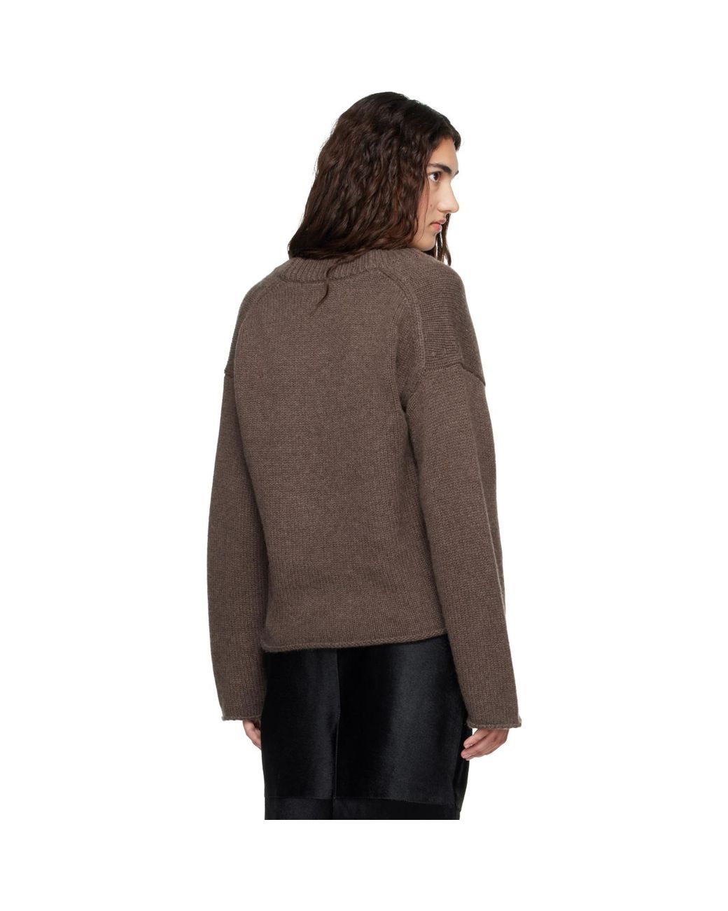 Loulou de Saison Brown Derry Lds U Neck Cashmere Sweater