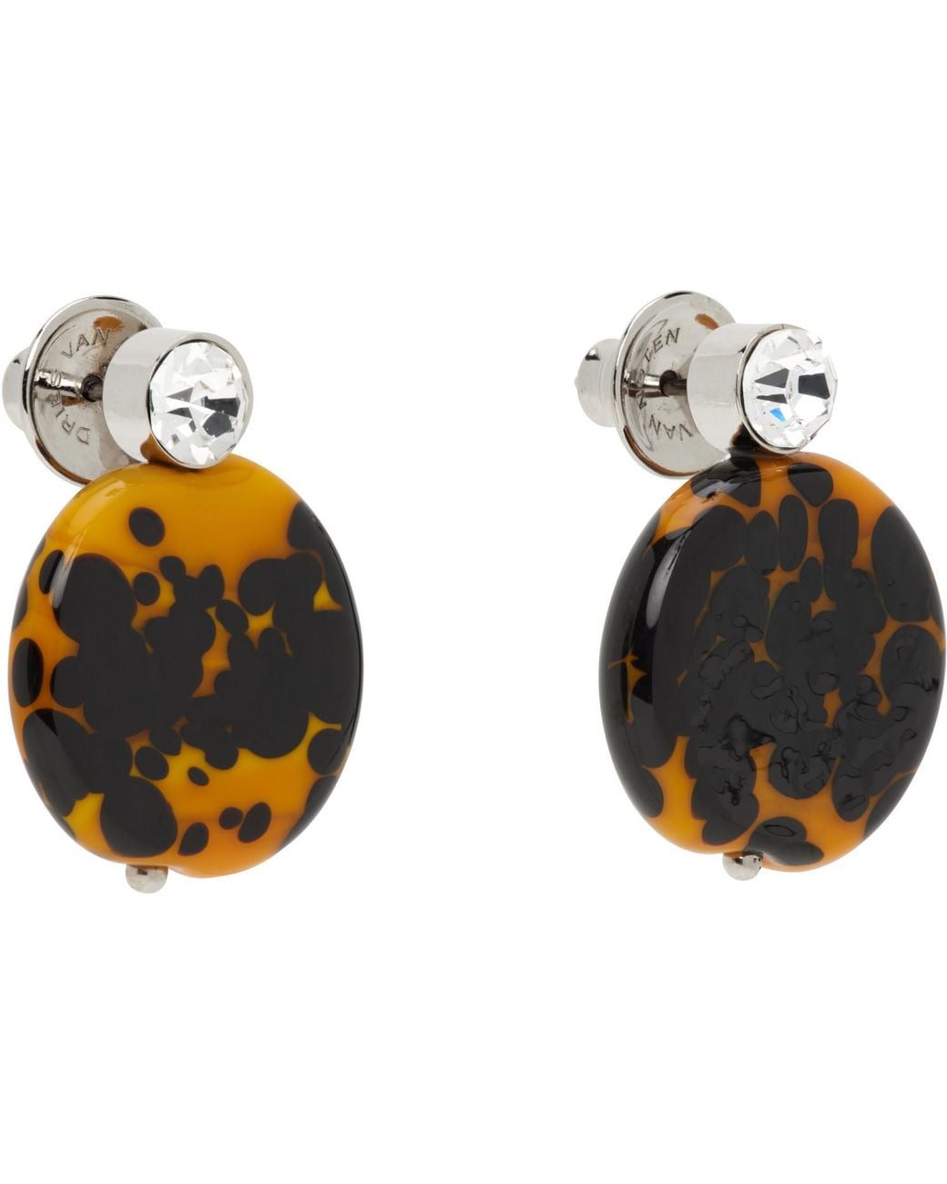 Dries Van Noten Blue Handmade Painted Earrings