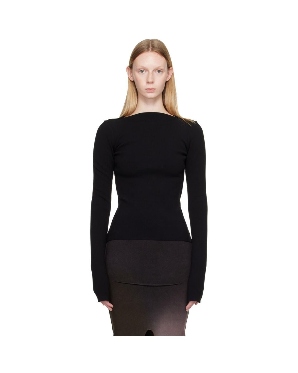 Rick Owens Black Tower Tight Ls T-Shirt