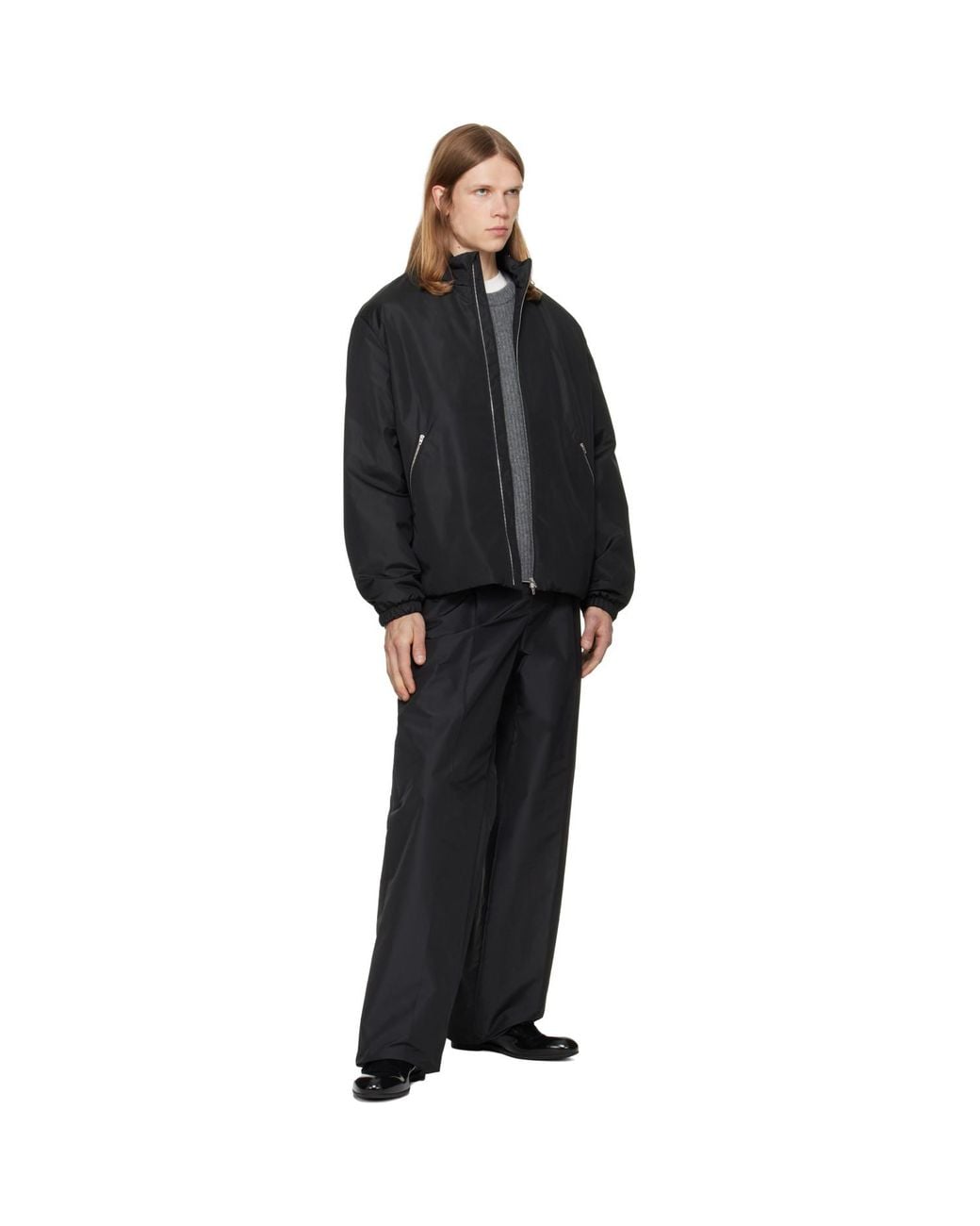 Jil Sander Black Taffeta Padded Blouson Jacket for men