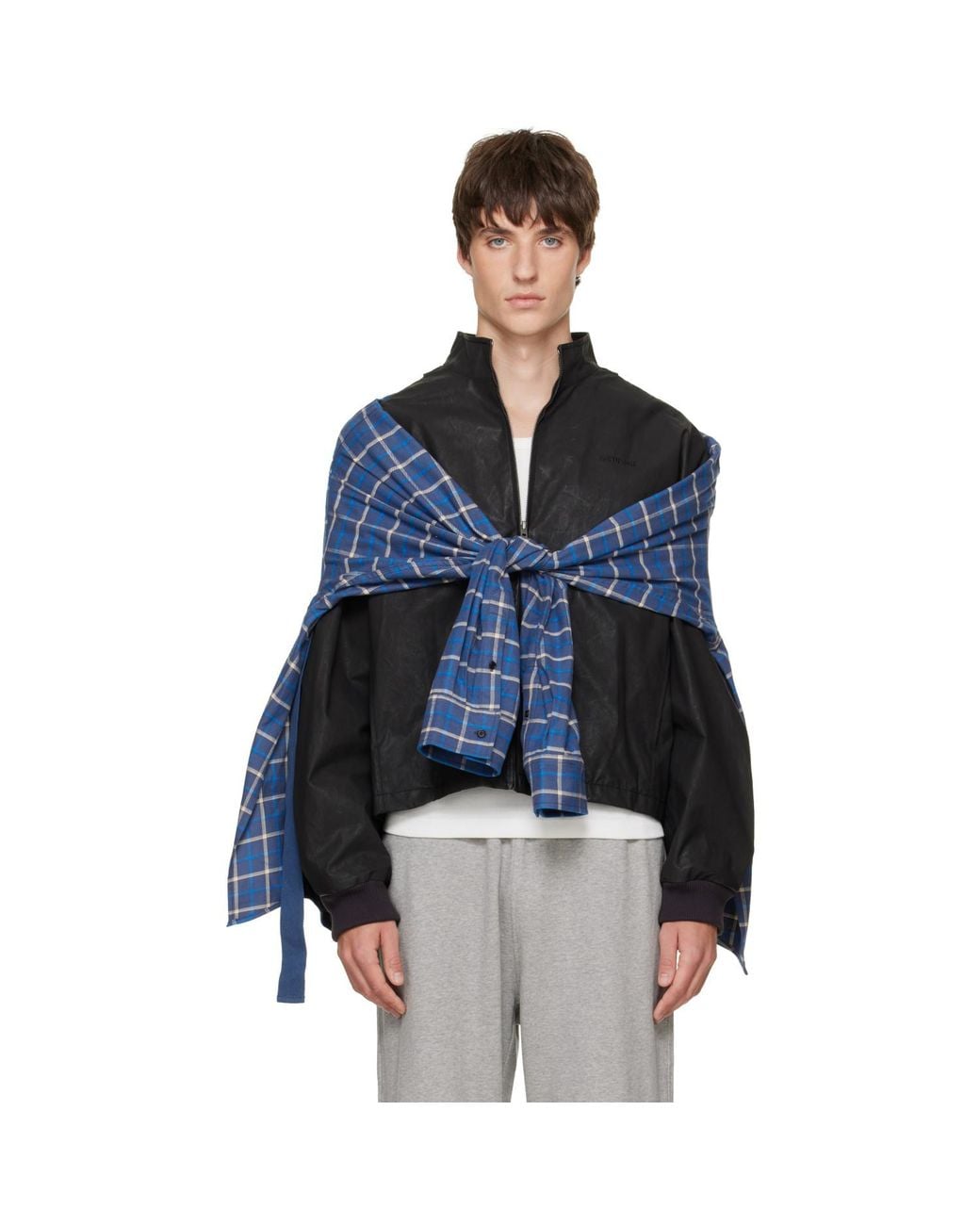 we11done Blue Coated Layered Harrington Jacket for men