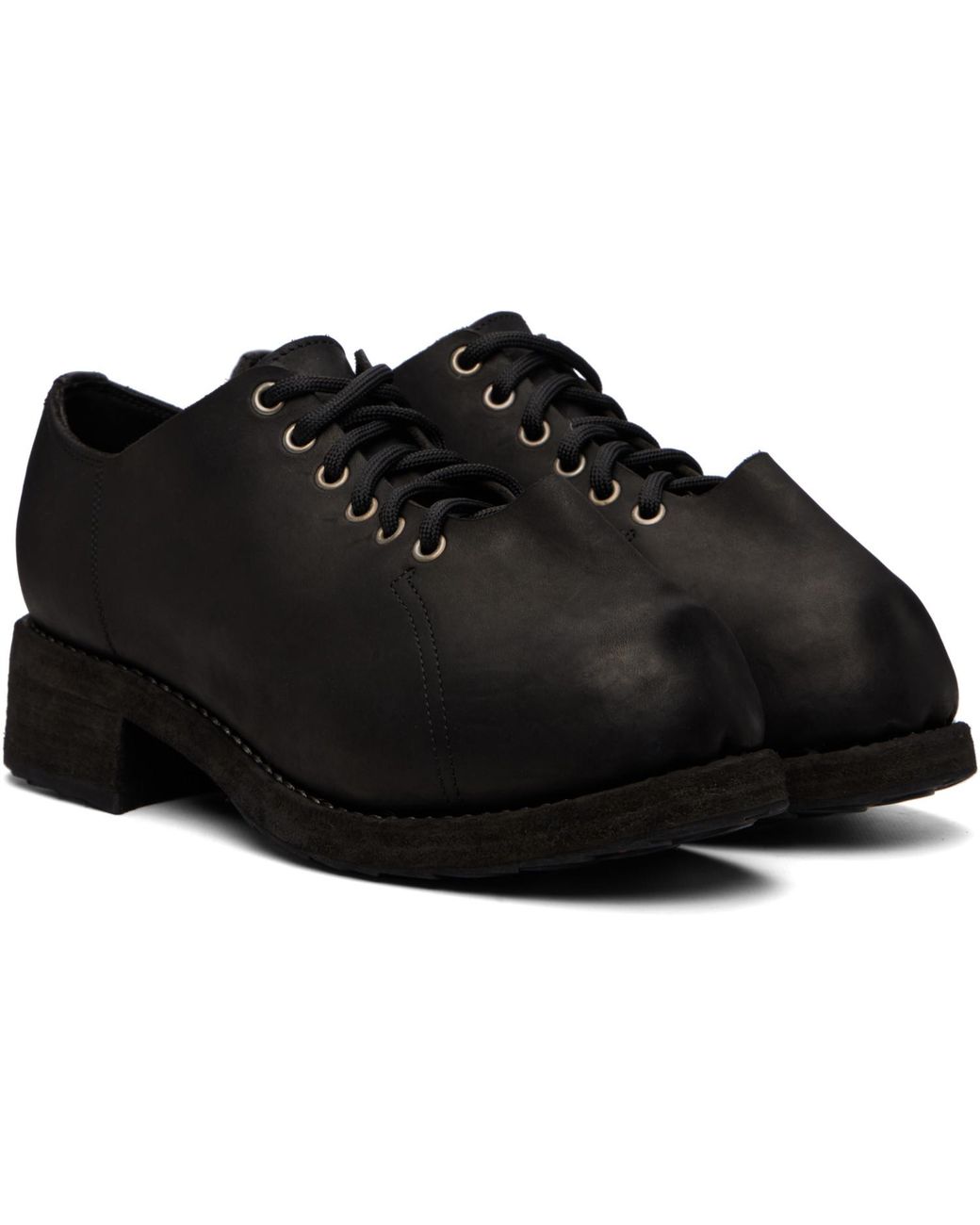 Guidi Black 2091 Leather Rhino Toe Derbys for men