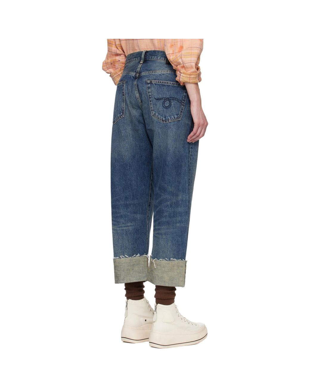 R13 Blue Cuffed X-Boyfriend Jeans