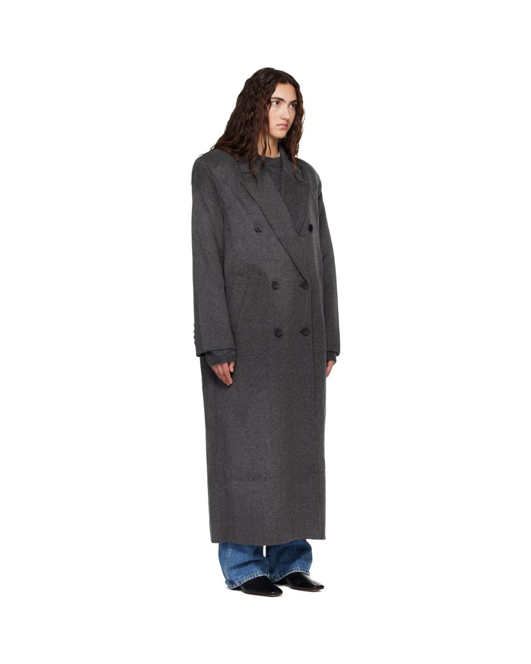 Frankie Shop Gray Gaia Double-Breasted Coat