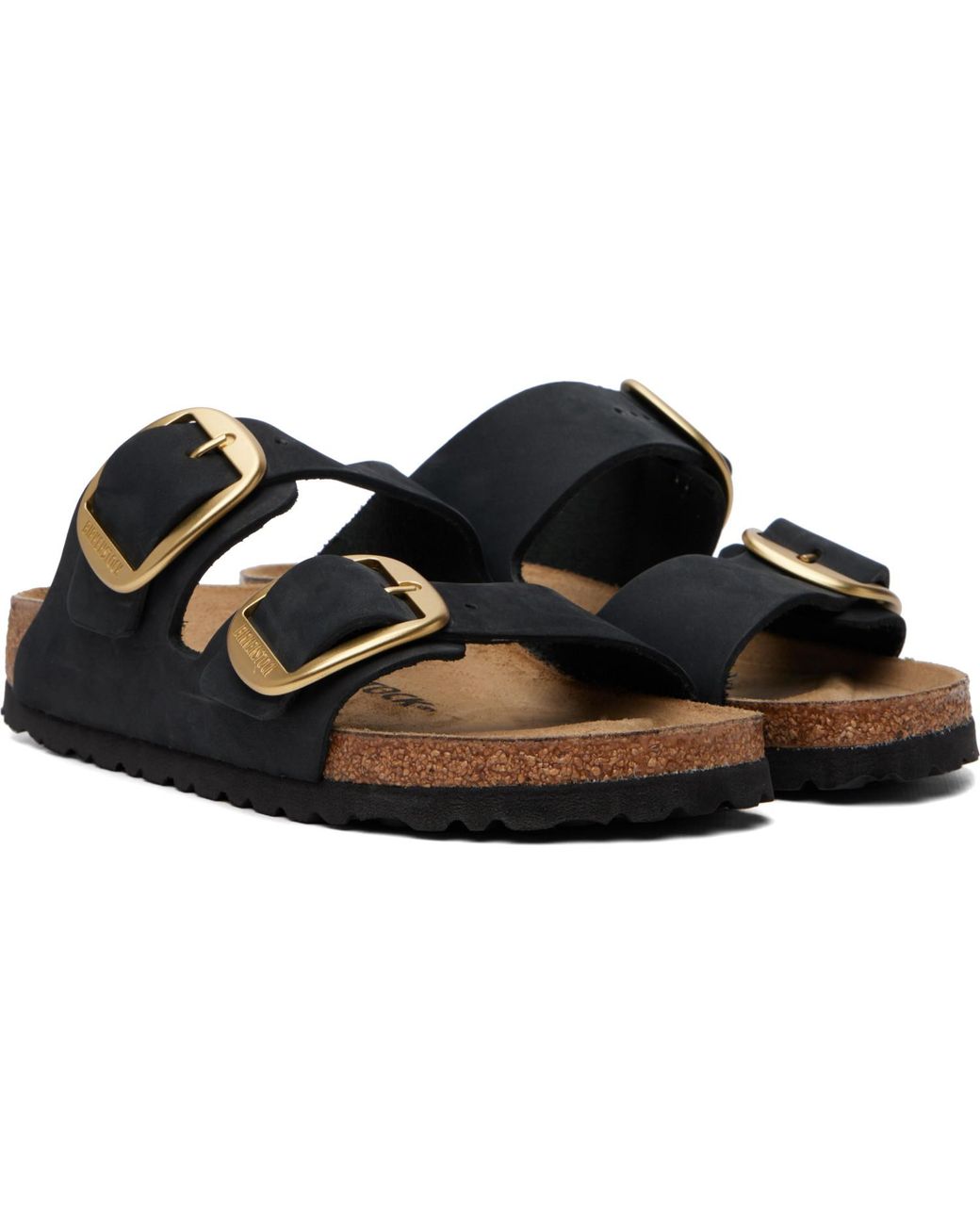 Birkenstock Black Narrow Arizona Big Buckle Nubuck Sandals