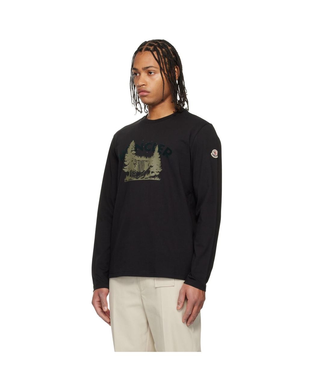 Moncler Black Long Sleeve T-Shirt for men