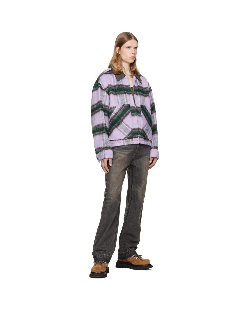 we11done Gray Check Pattern Jacket for men