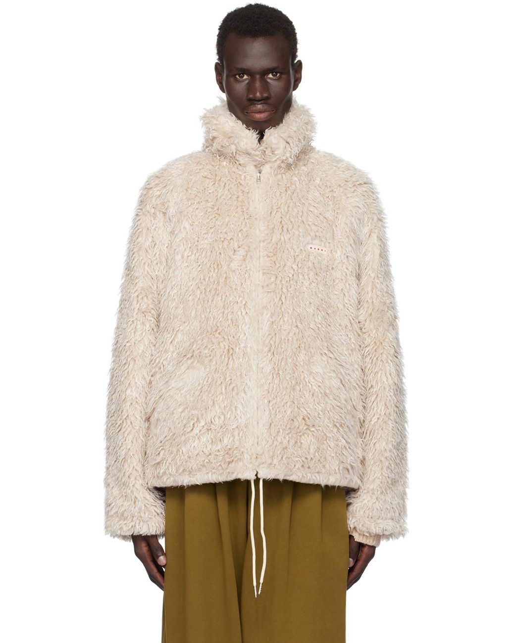 MARNIシャギー フェイクファー ジップ フーディ Marni Shaggy Faux-Fur Jacket in Natural for Men | Lyst