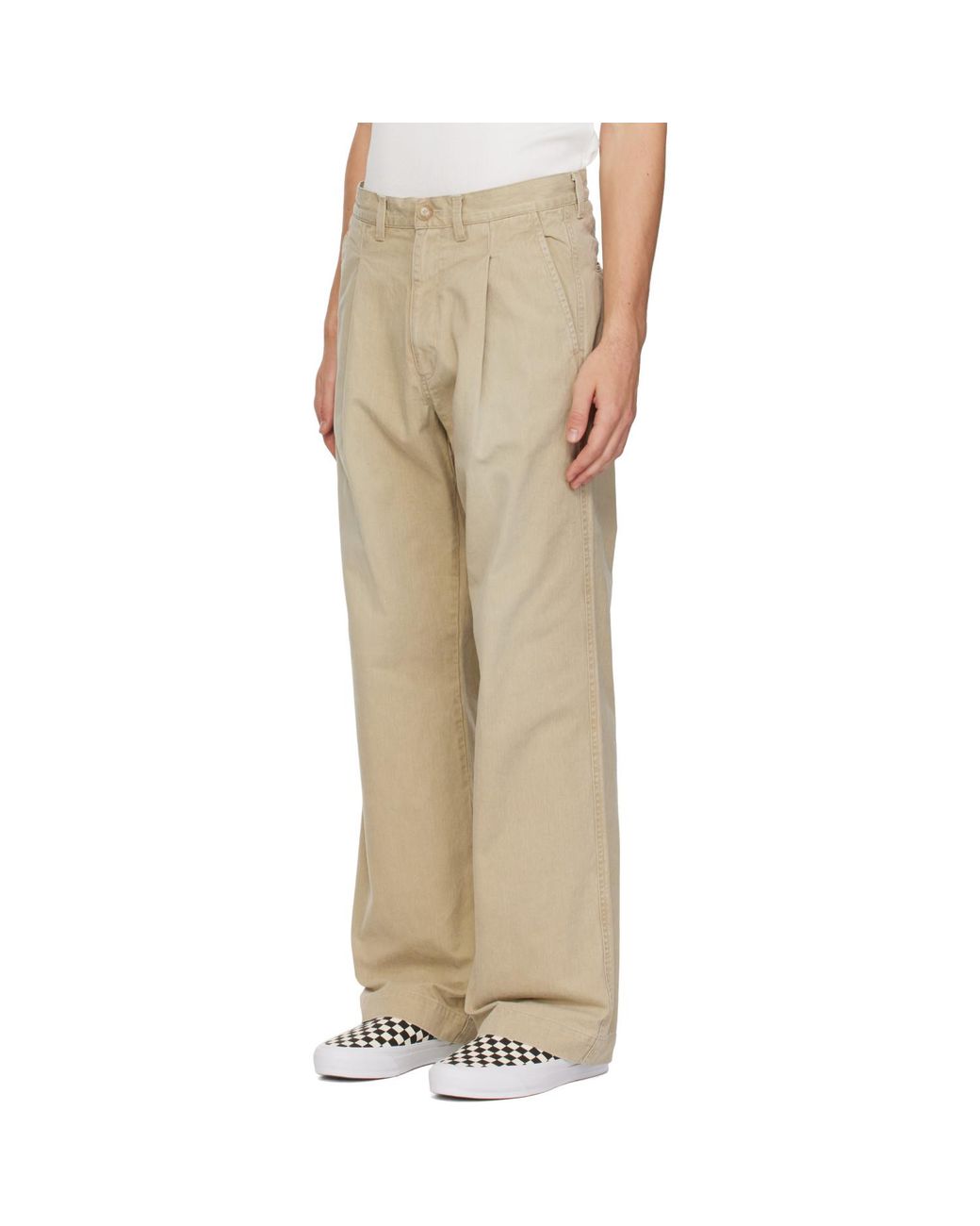KAMIYA Natural Chino Straight Trousers for men