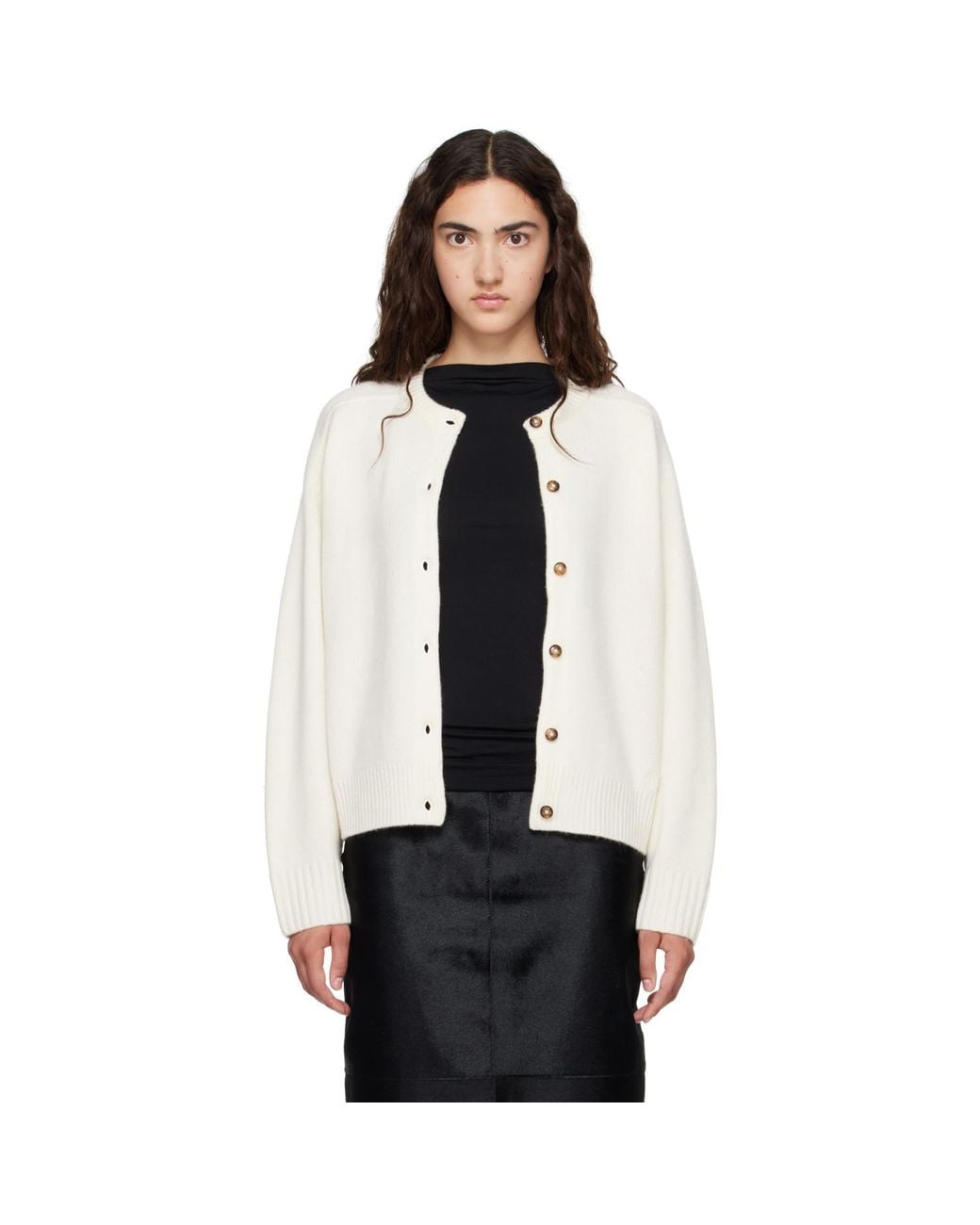 Loulou de Saison Black Off- Aidar Lds Wool Cashmere Cardigan