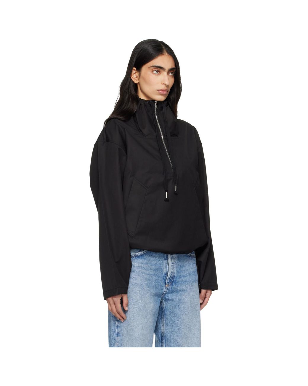 Agolde Black Lydia Nylon Popover Anorak