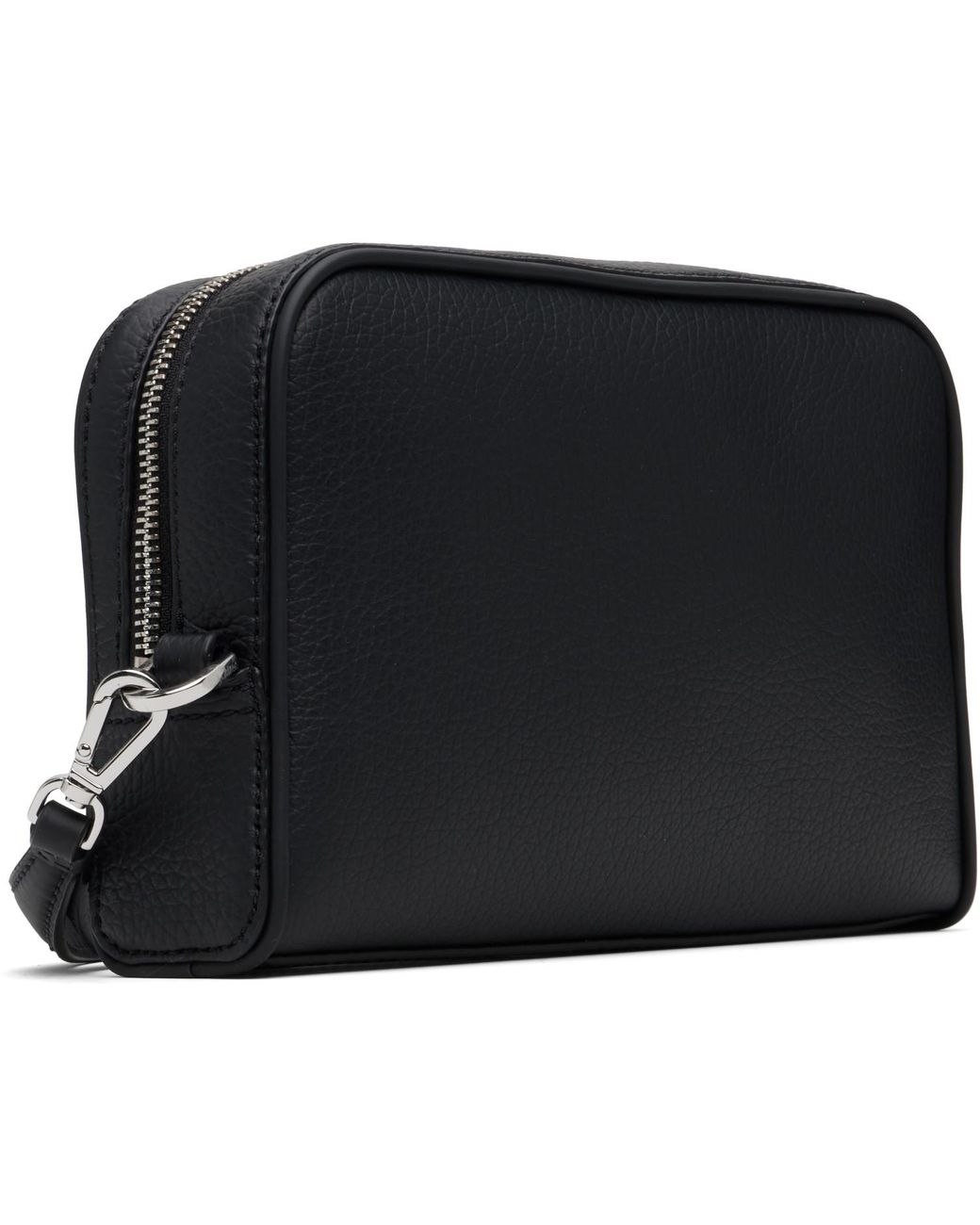 Boss Black Grained Leather Pouch for men
