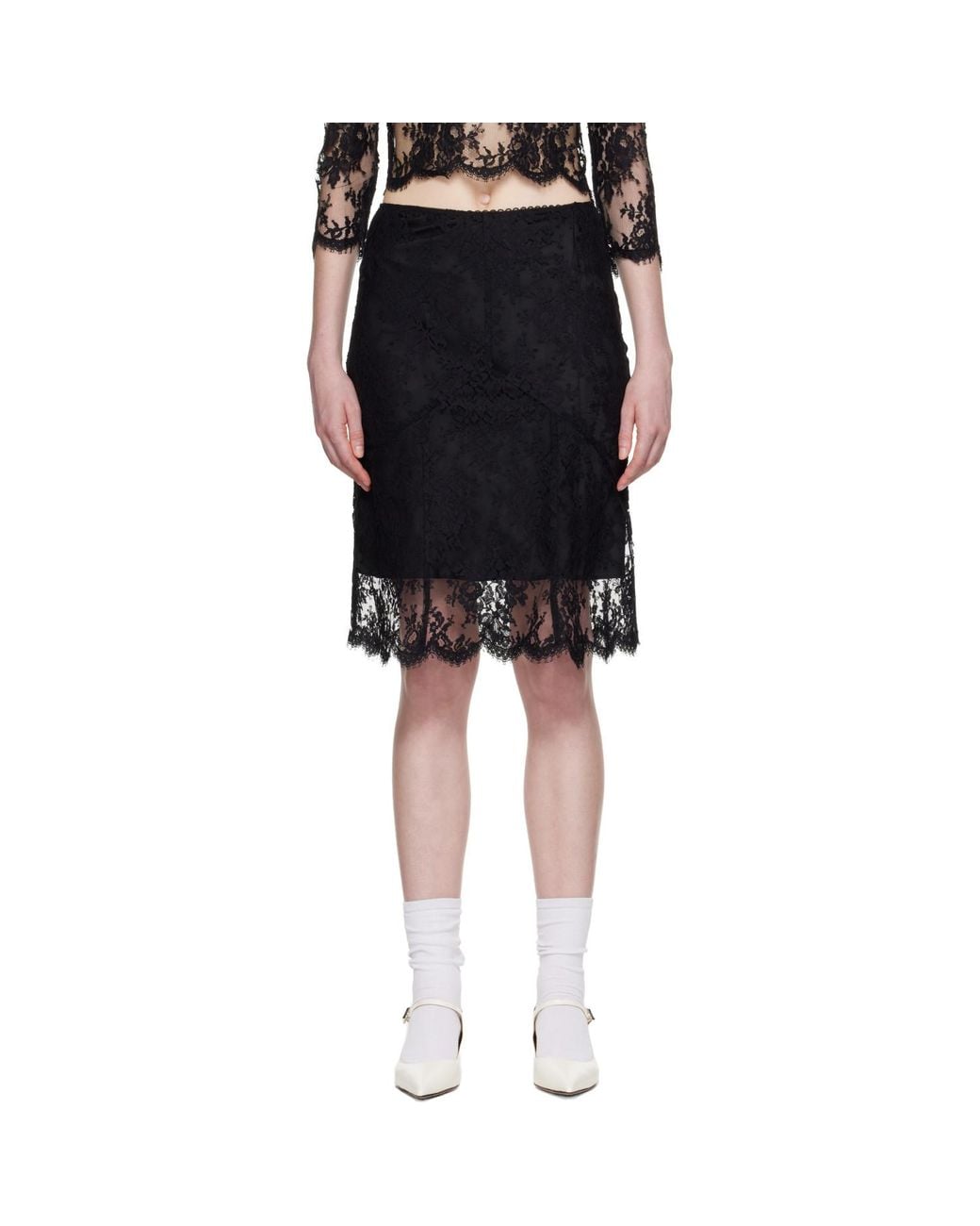 ShuShu/Tong Black Flared Midi Skirt