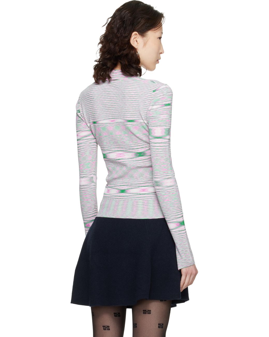 Ganni Black Spacedyed Knit Polo