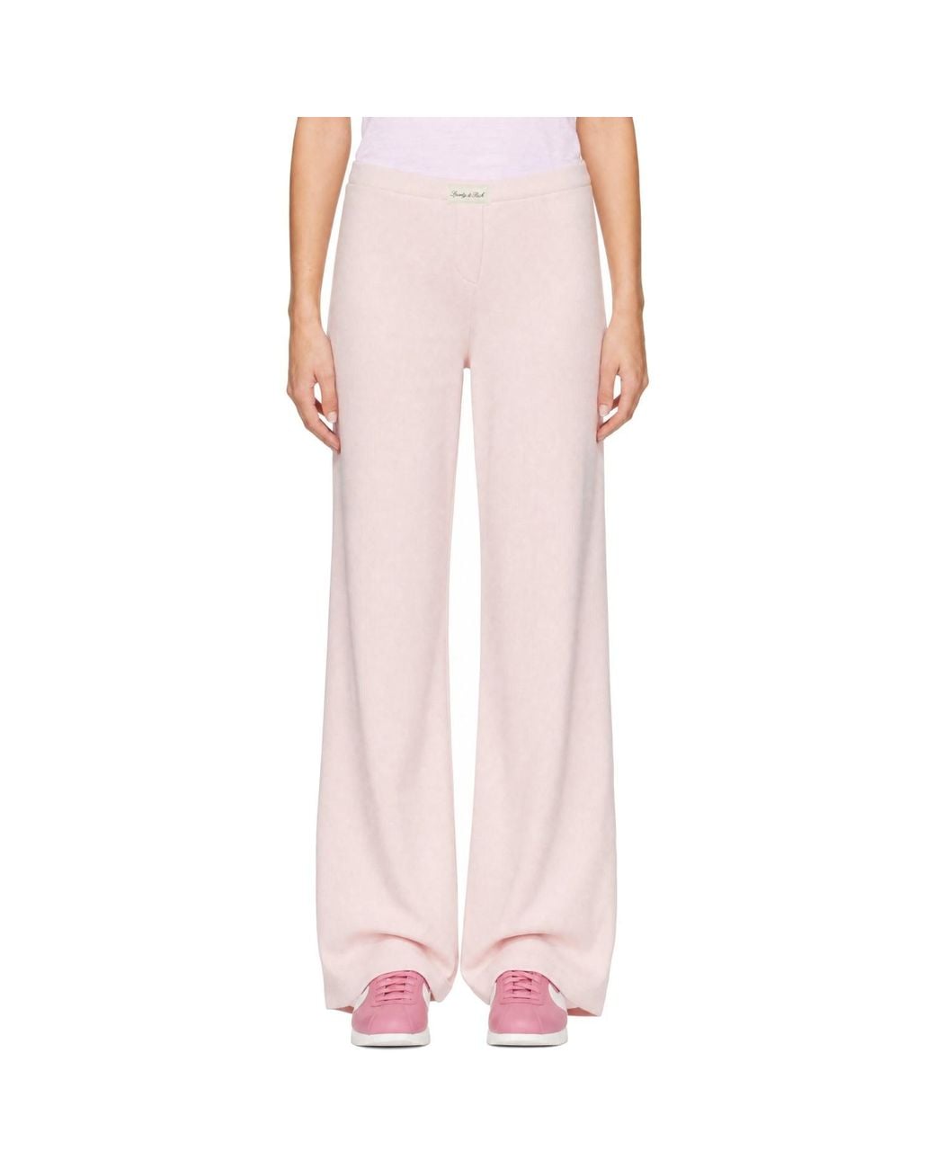 Sporty & Rich Pink Signature Logo Ribbed House Lounge Pants