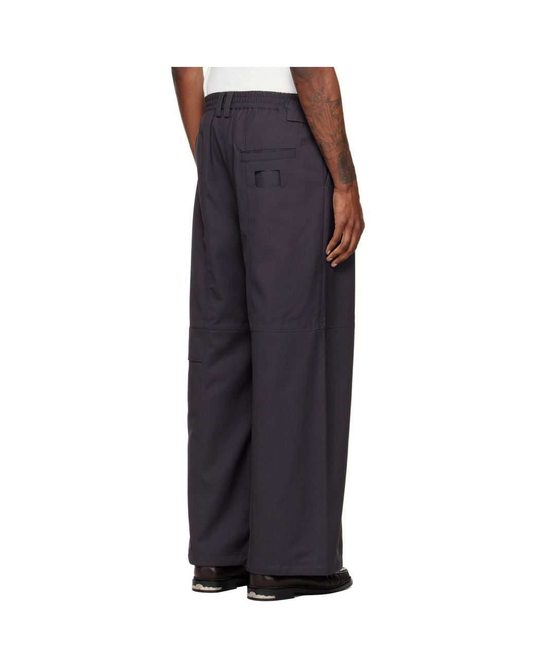 NULLUS Black Draped Slide Cargo Pants for men