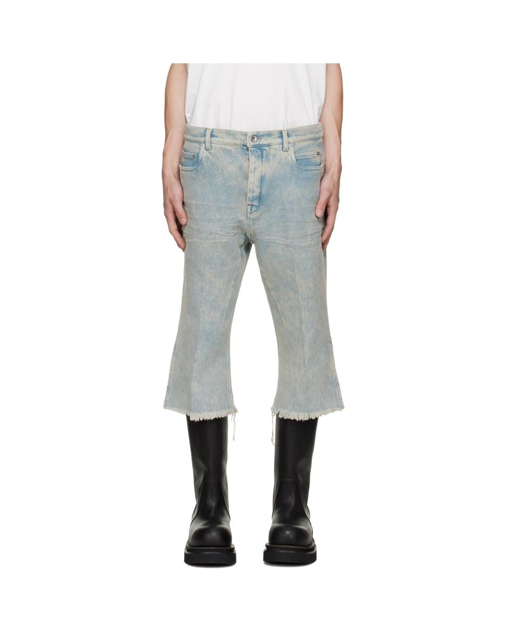 Rick Owens Blue Tower Bolan Cutoff Jeans for men