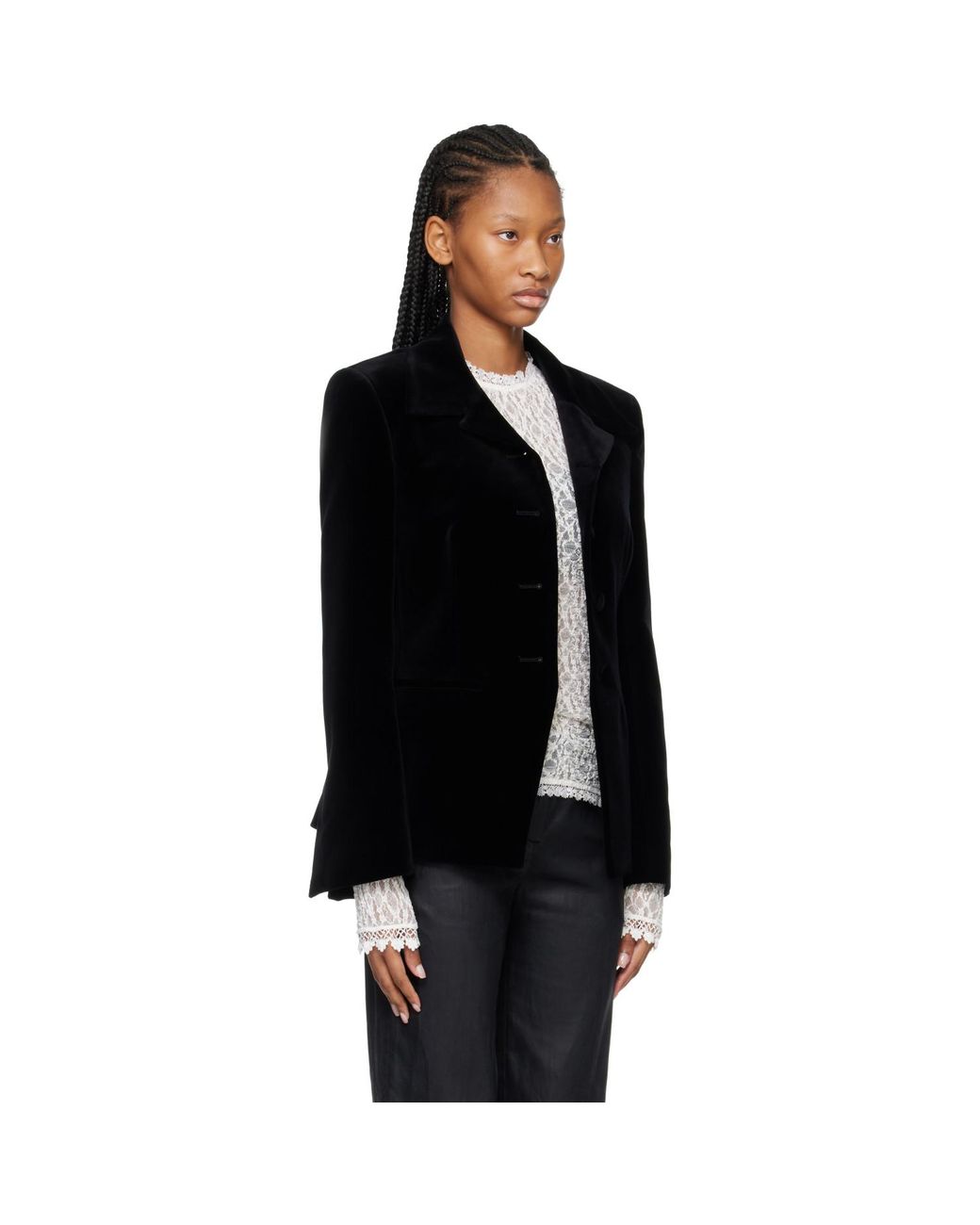Rohe Black Classic Fitted Velvet Blazer