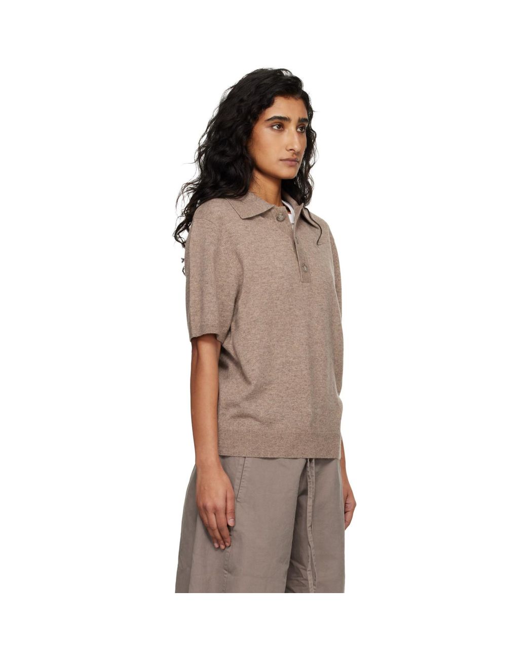 Entire studios Brown Short Sleeve Knit Polo