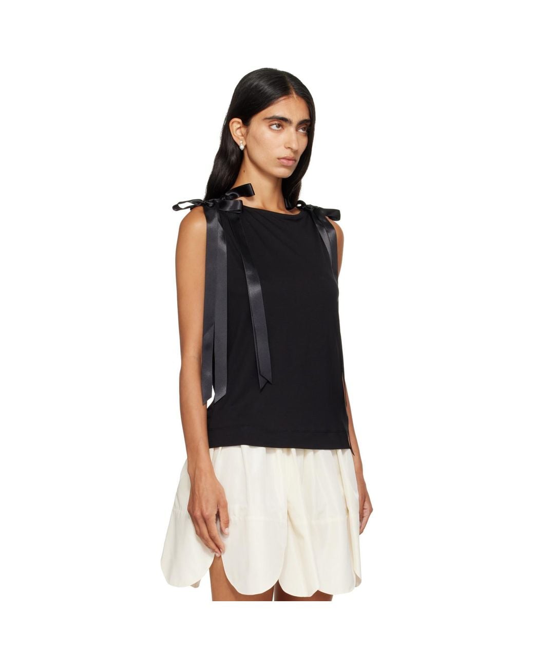 Simone Rocha Black Bow Tail Easy Tank Top