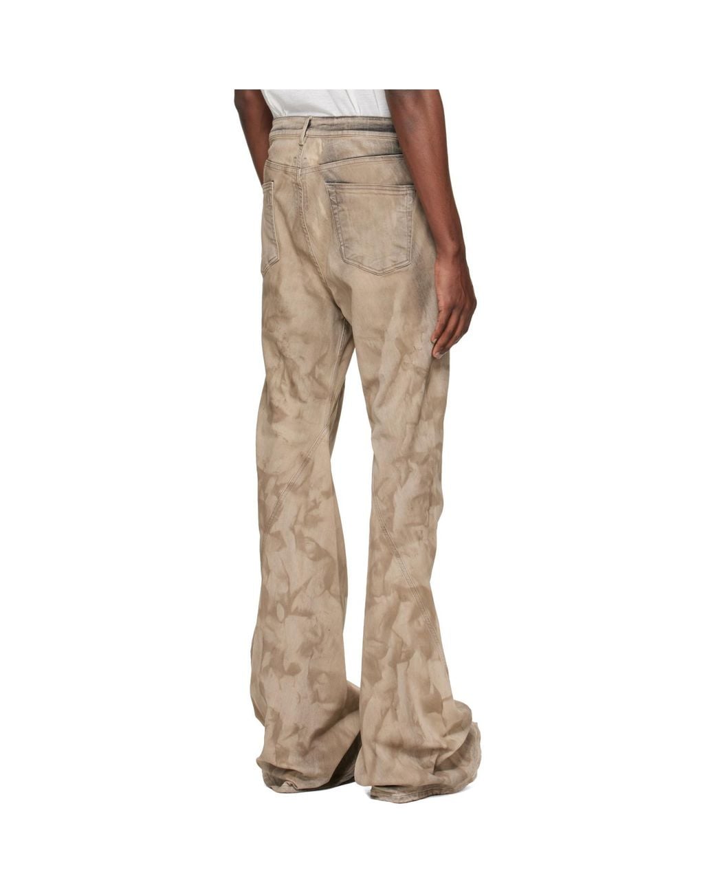 Rick Owens Natural Temple Bias Bootcut Jeans for men
