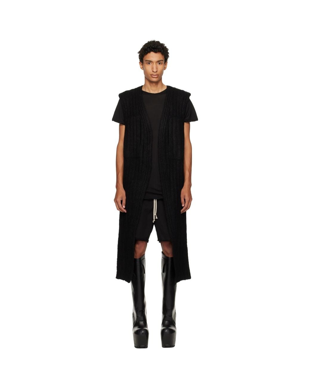 Rick Owens Black Tower Lab Vest Cardigan for men