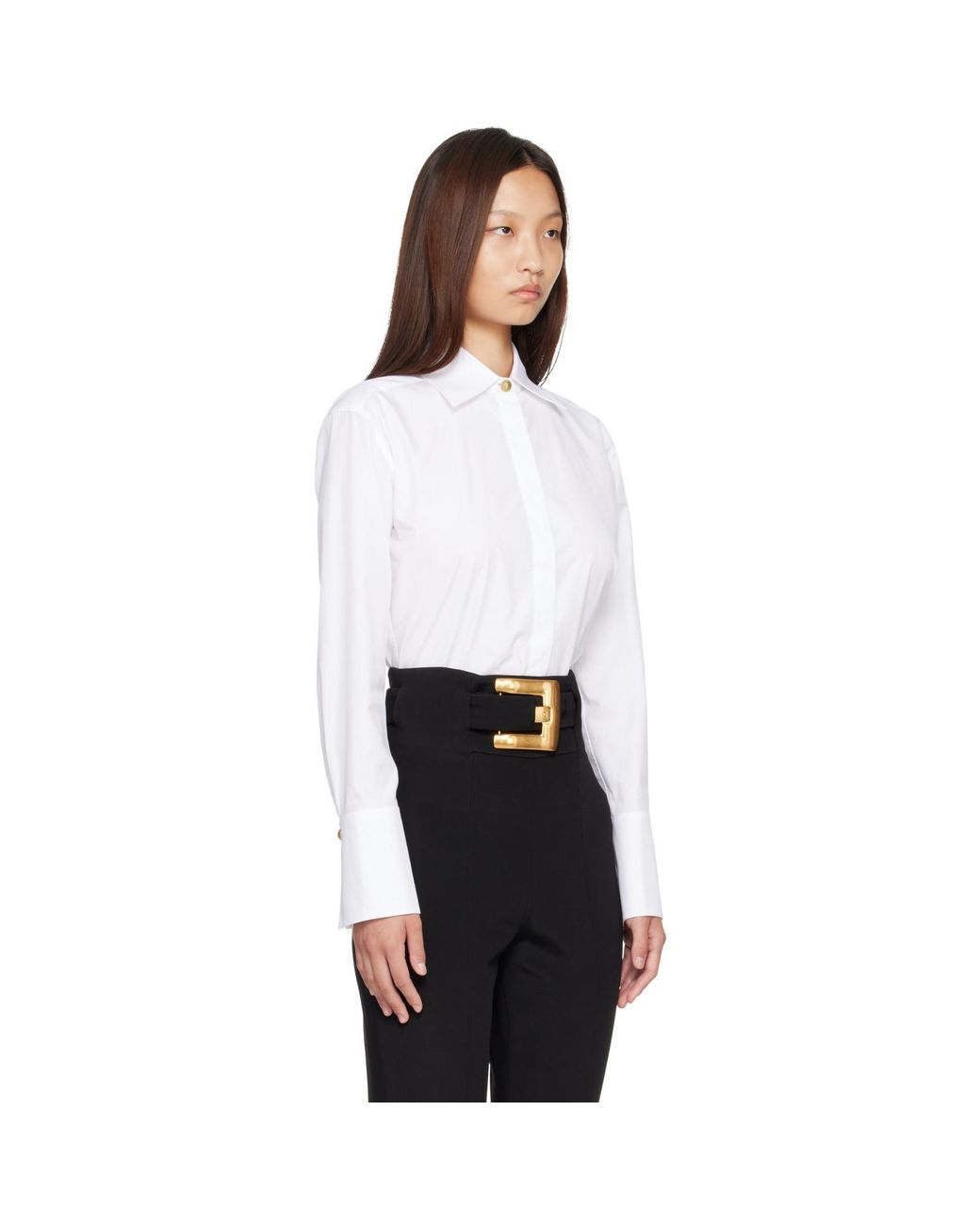 Balmain White Cotton Poplin Shirt