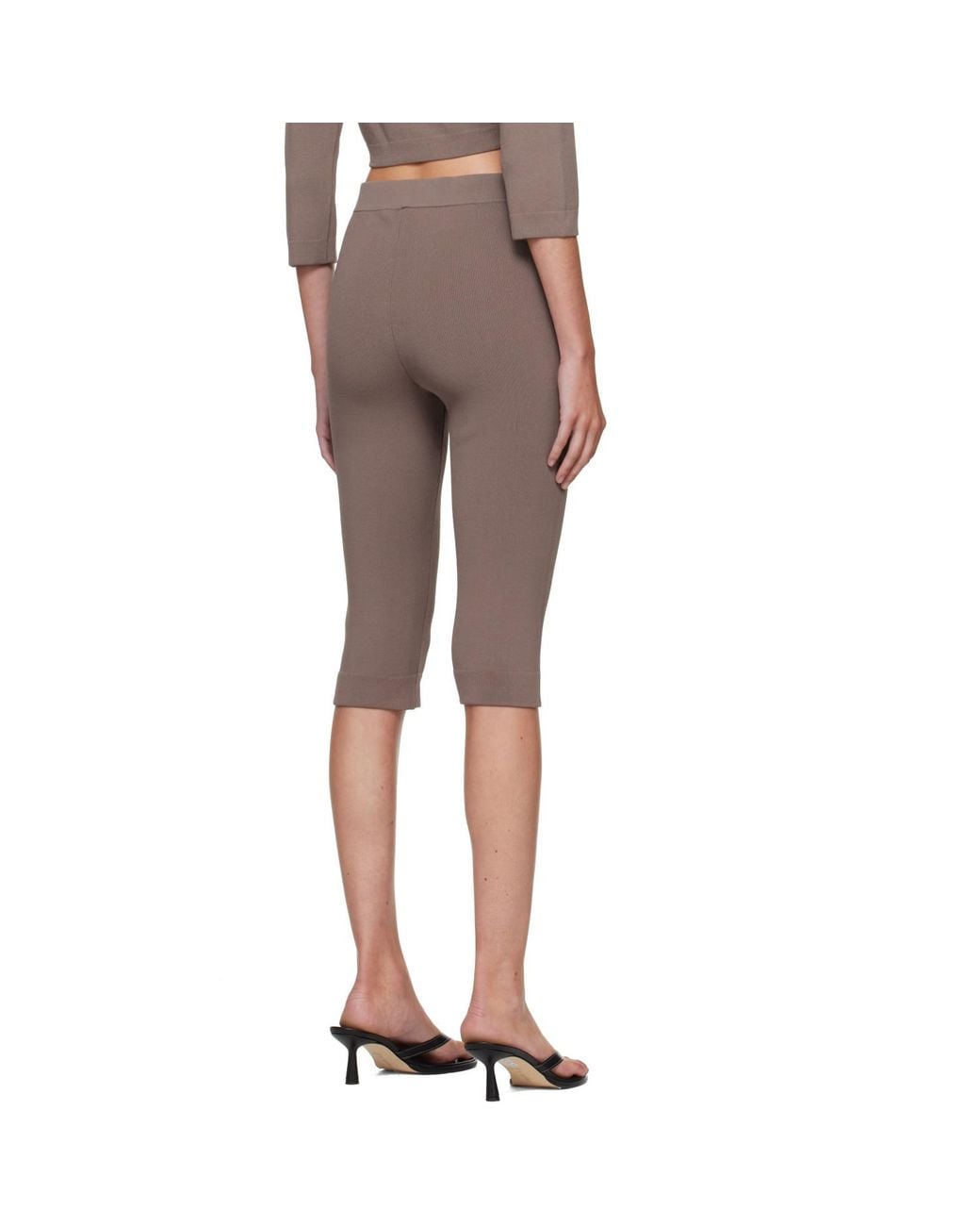Skims Natural Taupe Refined Knit Capri Leggings