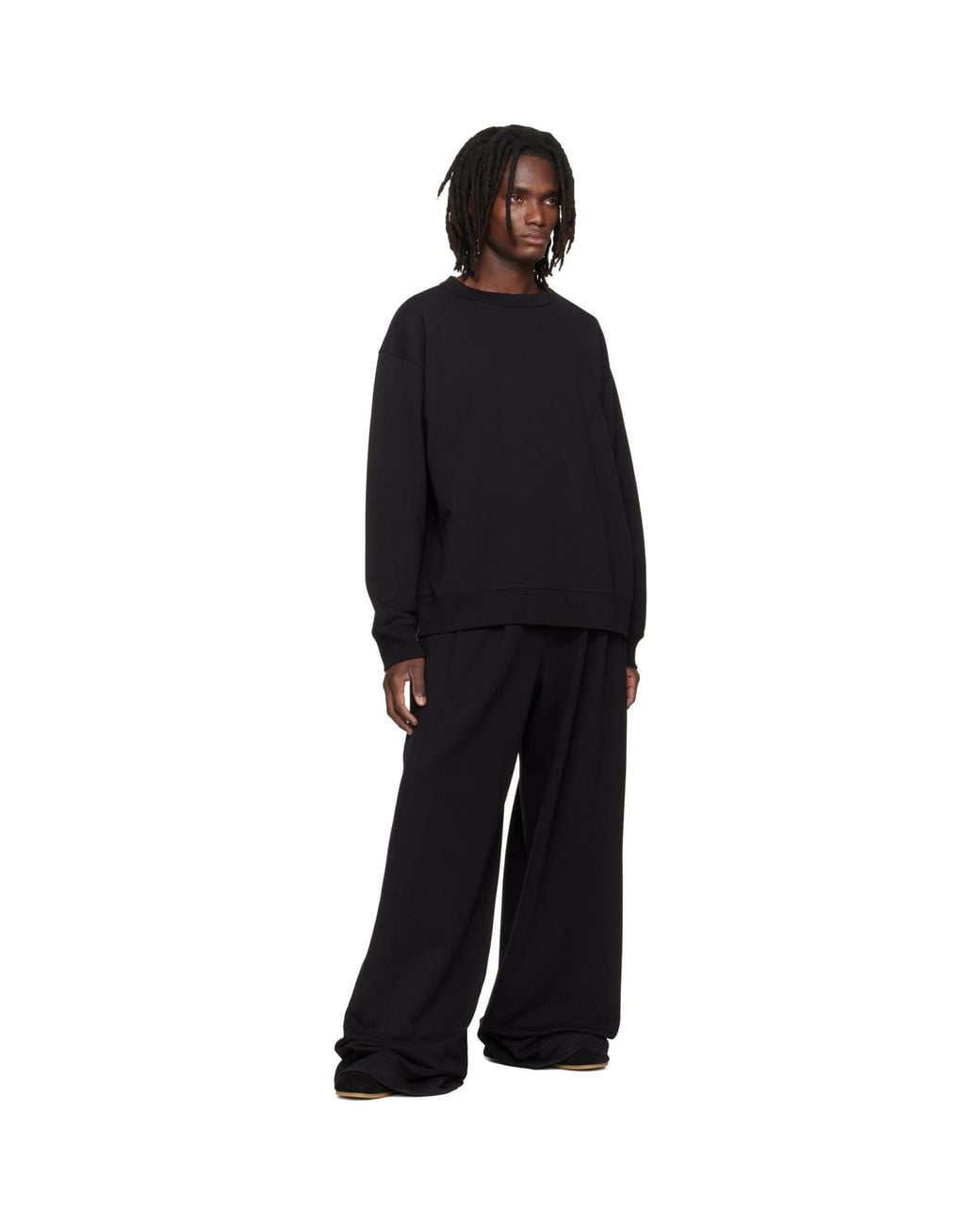 Dries Van Noten Black Pleated Sweatpants for men