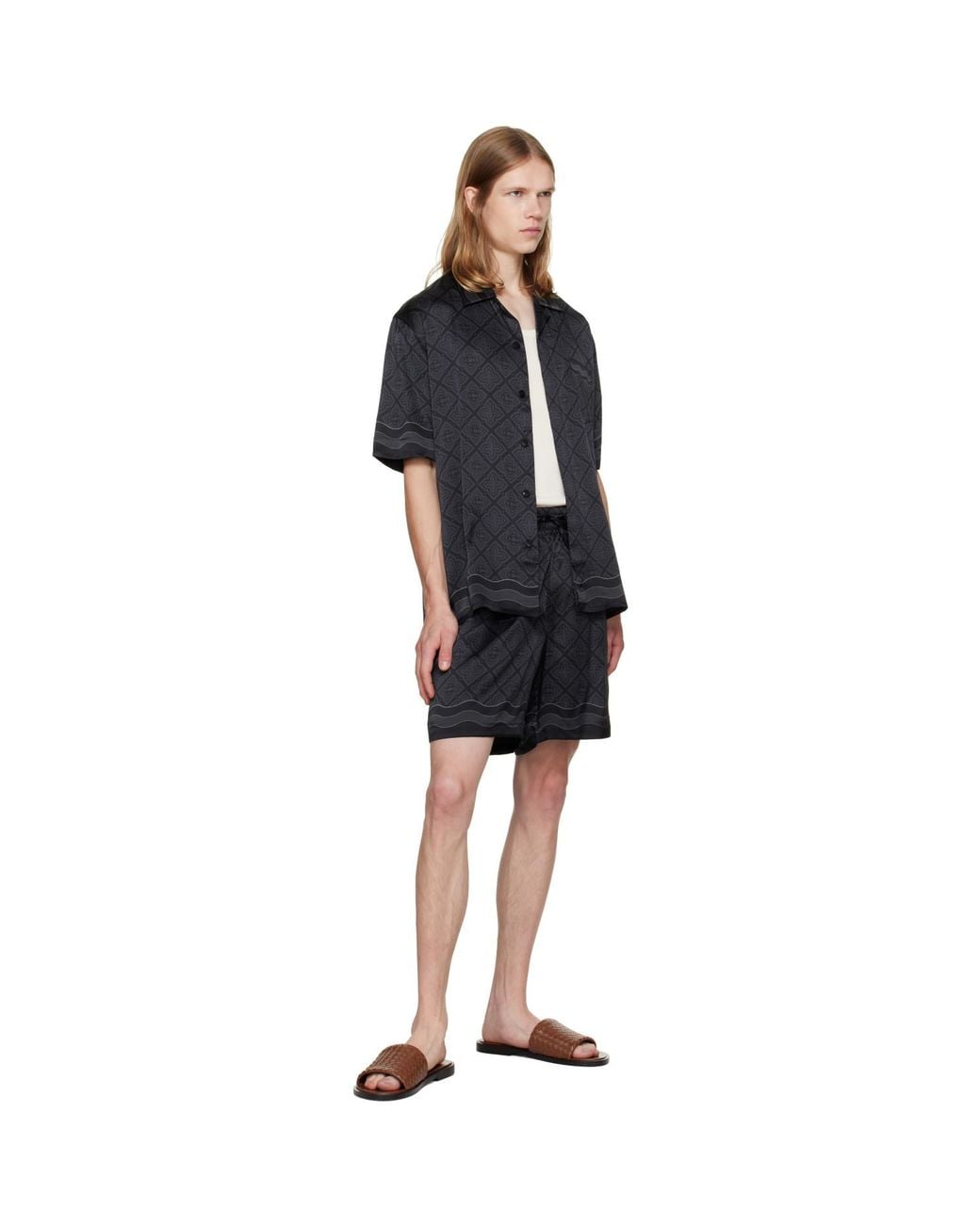 Casablanca Black Silk Shorts for men