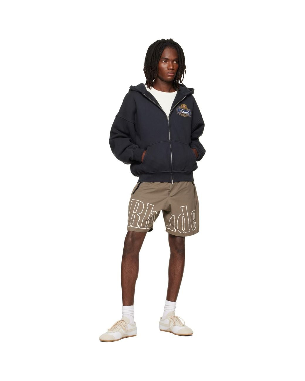 Rhude Blue Balck Safari Crest' Zip-Up Hoodie for men