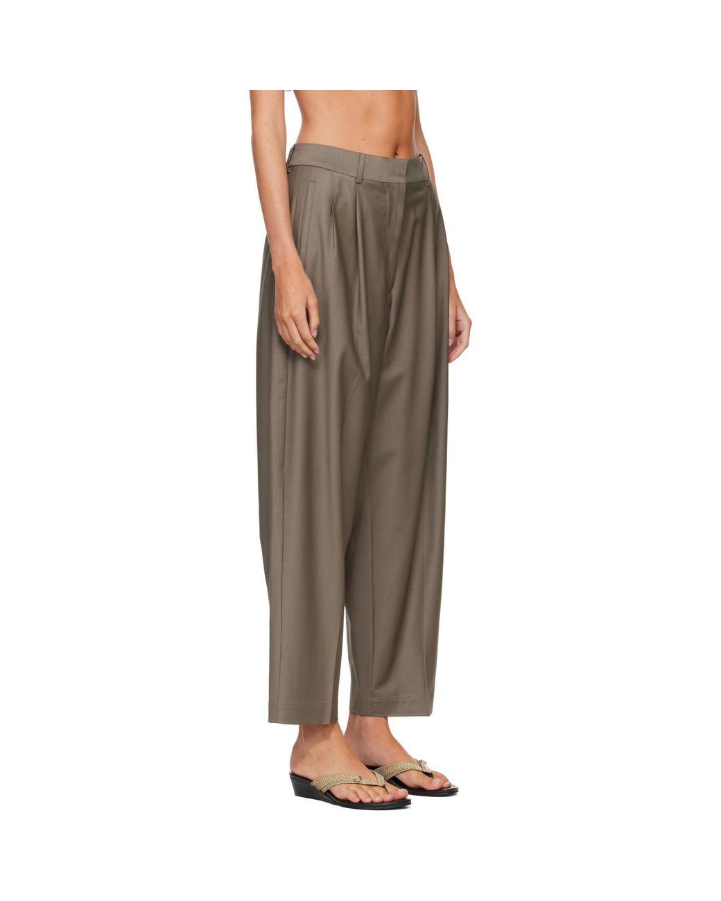 Cordera Brown Virgin Wool Masculine Barrel Trousers