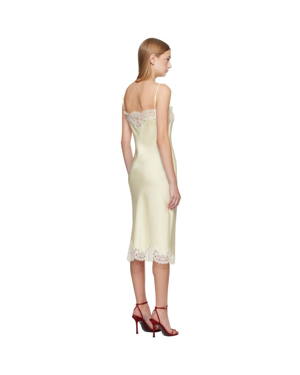 Stella McCartney Black Off- Sleeveless Lace Satin Midi Dress